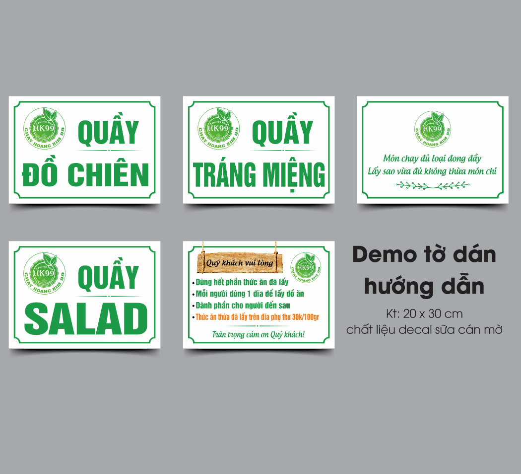 Bảng hướng dẫn trong nhà hàng chay Hoàng Kim 99