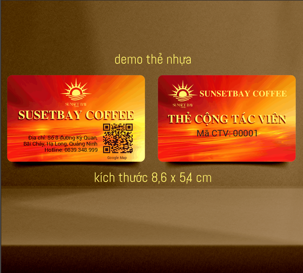 Thẻ nhựa cộng tác viên Sunsetbay Coffee file cdr