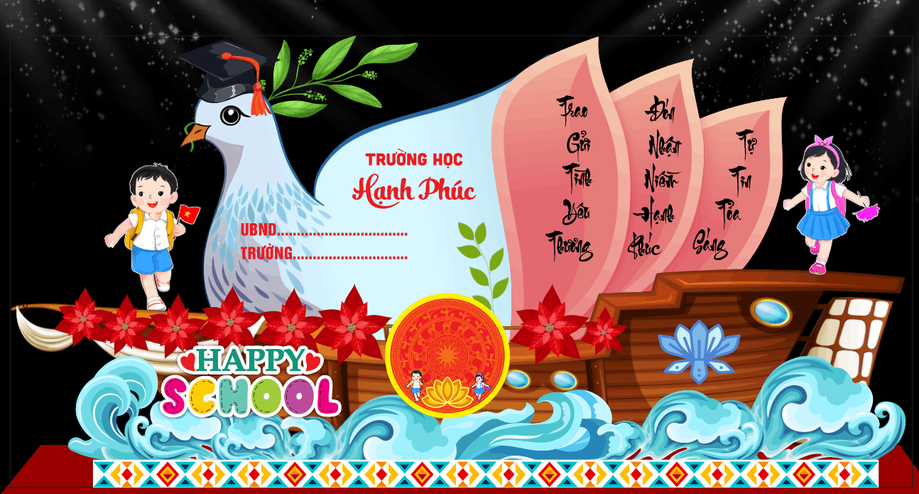 Mẫu môn hình trường học hạnh phúc Happy school