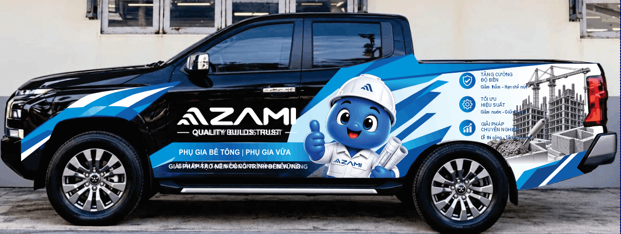 Dán decal xe bán tải Zami phụ gia bê tông