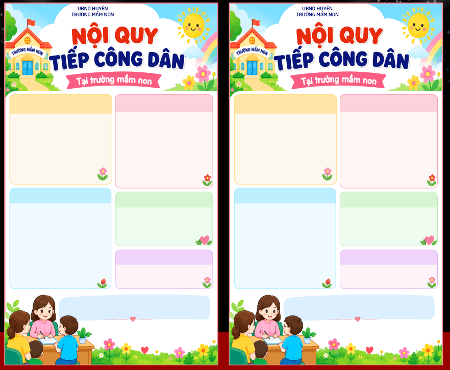 Bảng nội quy tiếp công dân tại trường mầm non
