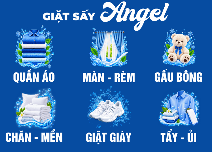 Biển quảng cáo giặt sấy Angel quần áo file cdr