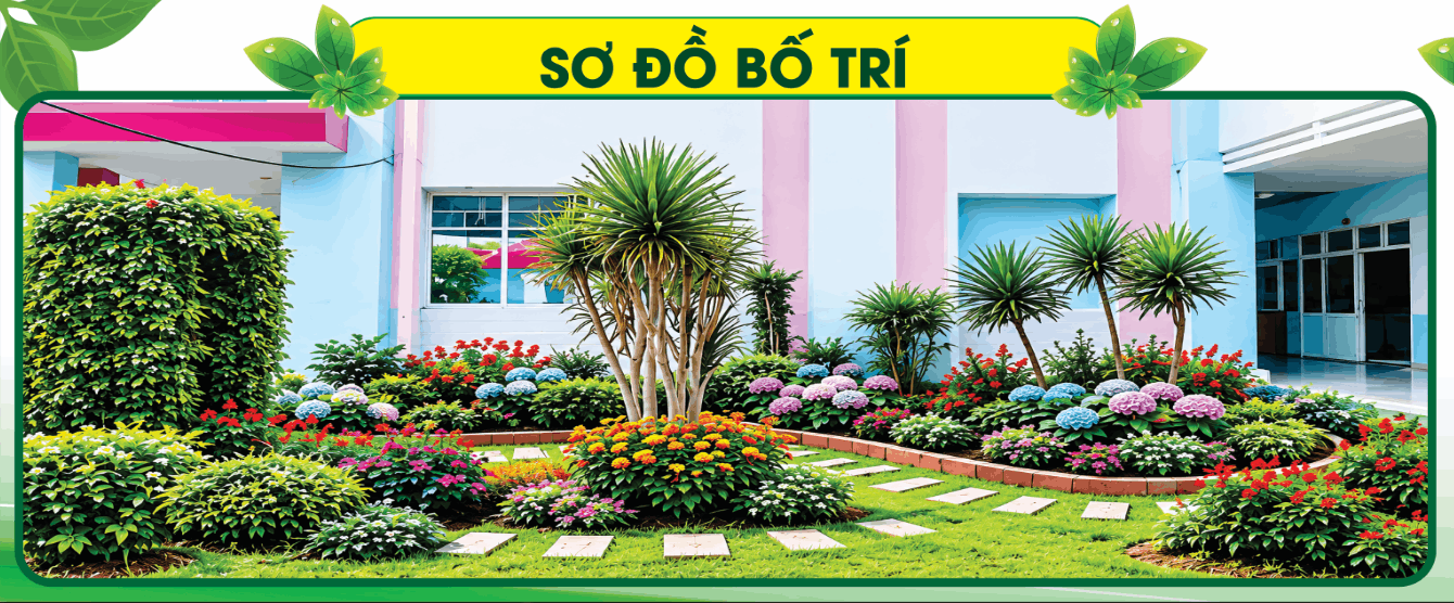 Sơ đồ bố trí trang trí trồng cây trước sảnh