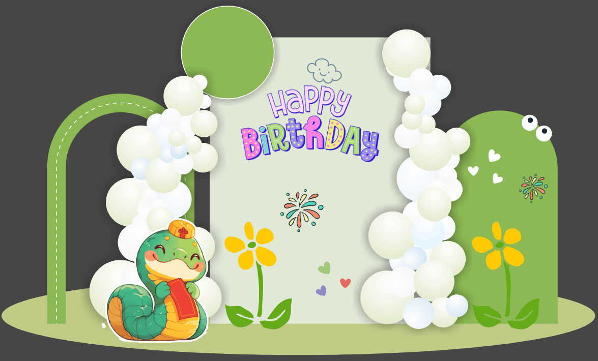 Market sinh nhật Happy Birthday bóng xanh lá