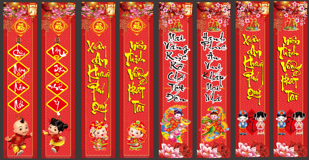 Cờ phướn chúc mừng năm mới trang trí cổng xuân