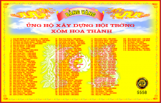 Bảng vàng ủng hộ xây dựng hội trường xóm Hoa Thành