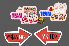Hashtag đám cưới "Team phù dâu - Team phù rể" file cdr x7