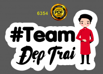 Hashtag đám cưới "#team đẹp trai" file cdr x7