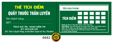 Thẻ tích điểm quầy thuốc Trần Luyến file corel
