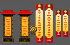 Phướn thả câu đối sân khấu - câu đối cổng chùa